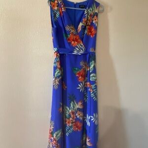 Tahari ASL Blue Floral Maxi Dress